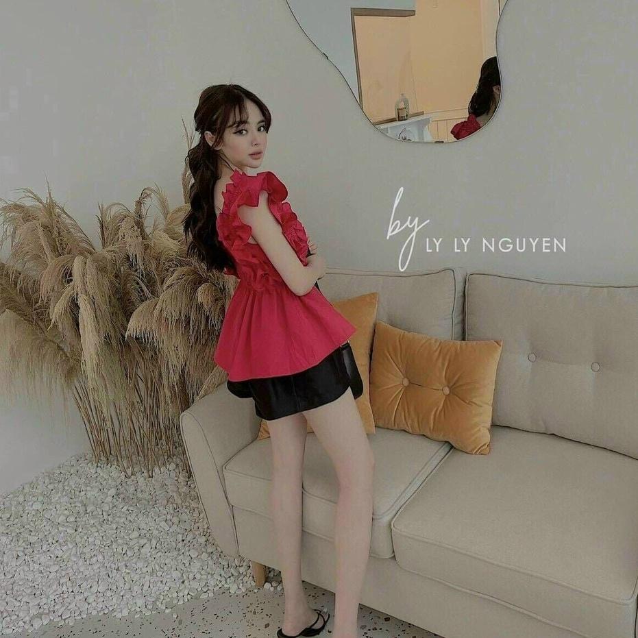 Sét bộ áo nhún ngực tay bèo và quần ngắn siêu xinh