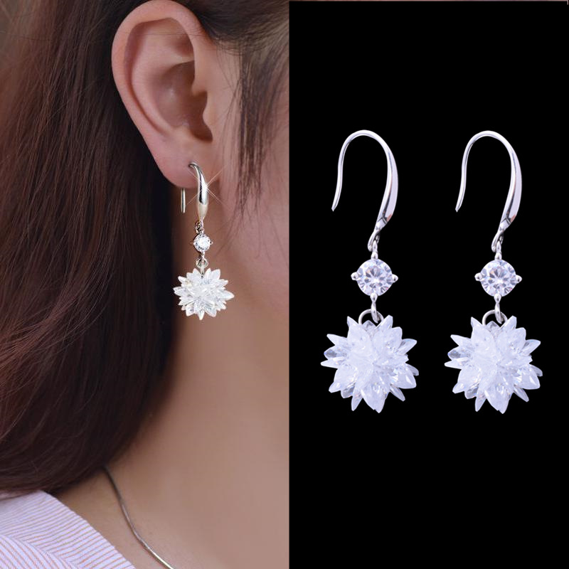 Bông tai hoa tai móc bông tuyết zircon sang trọng