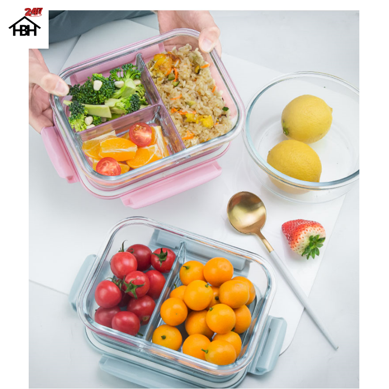 Hộp đựng cơm thủy tinh cao cấp 3 ngăn