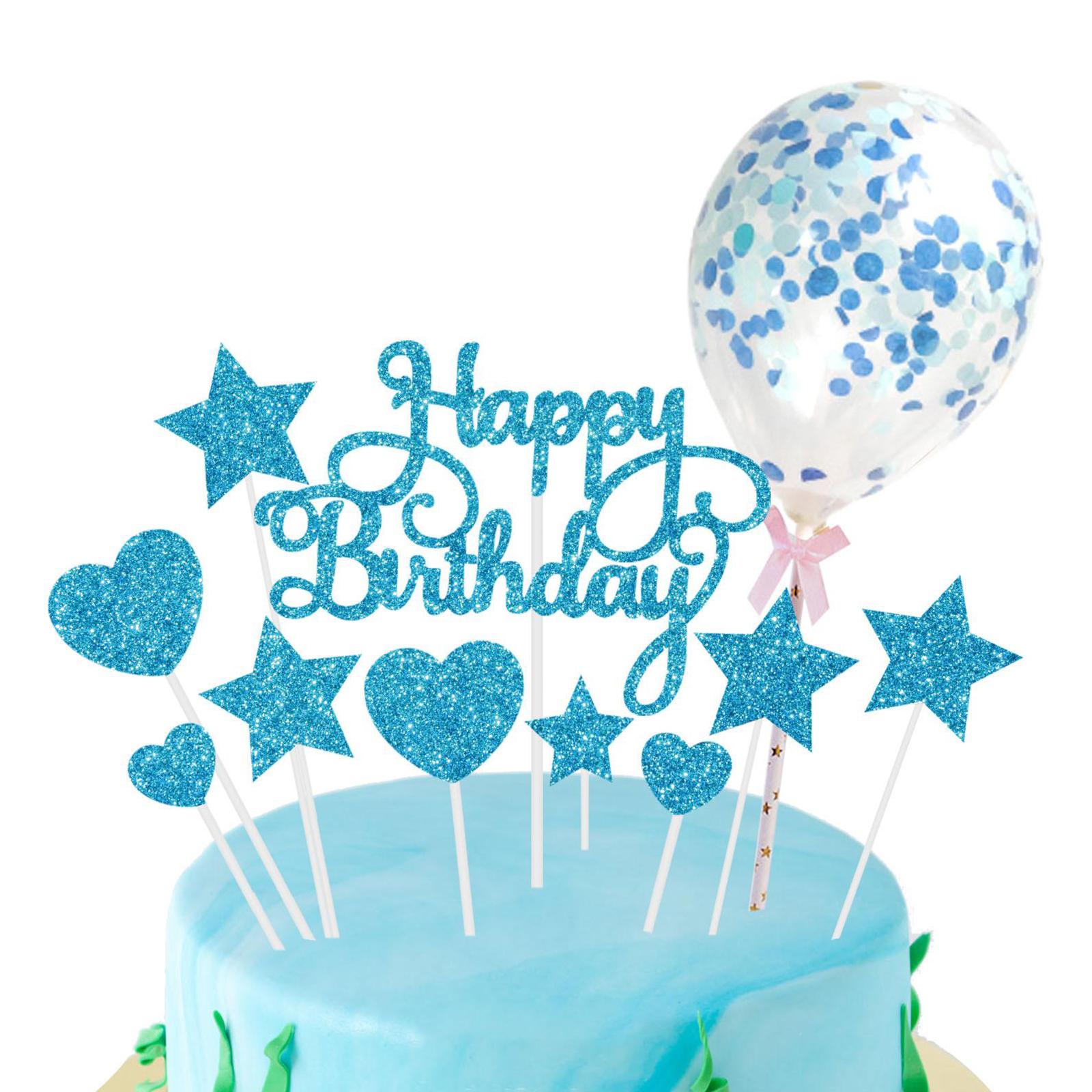 Glitter Cake Topper Picks Happy Birthday Cupcake Party Decor Rose Gold