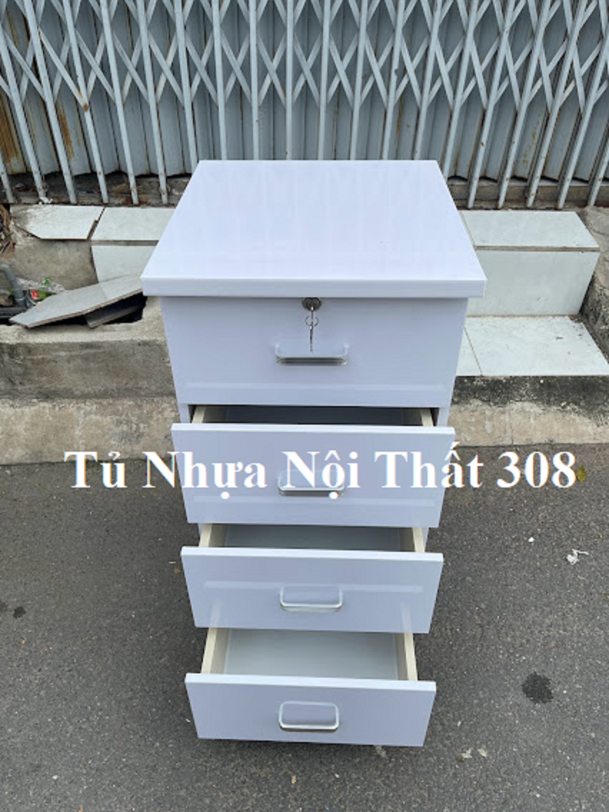 Tủ, Kệ Đầu Giường Nhựa Đài Loan Màu Trắng Cao 89,5cm Ngang 42cm Sâu 42cm K111