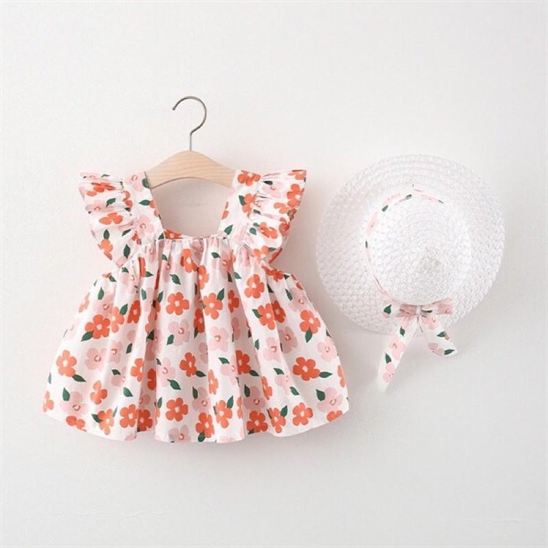 Set áo váy hoa mùa hè style Hàn cho bé gái