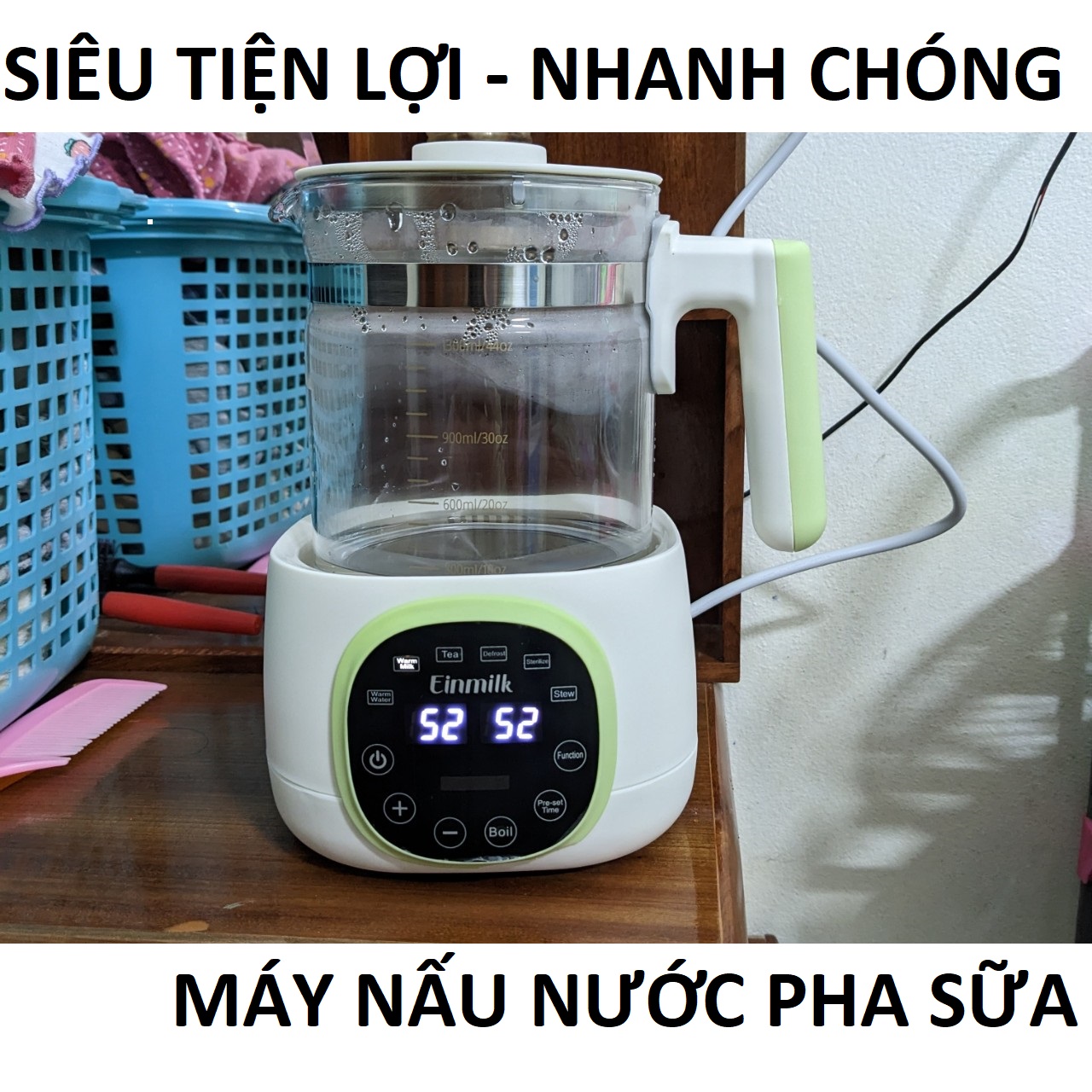 Máy Nấu Nước Pha Sữa Giữ Nhiệt Einmilk Cho Bé: Điều Chỉnh Nhiệt Độ Và Khử Clo Thông Minh, Giữ Sữa Luôn Nóng Loại Tốt