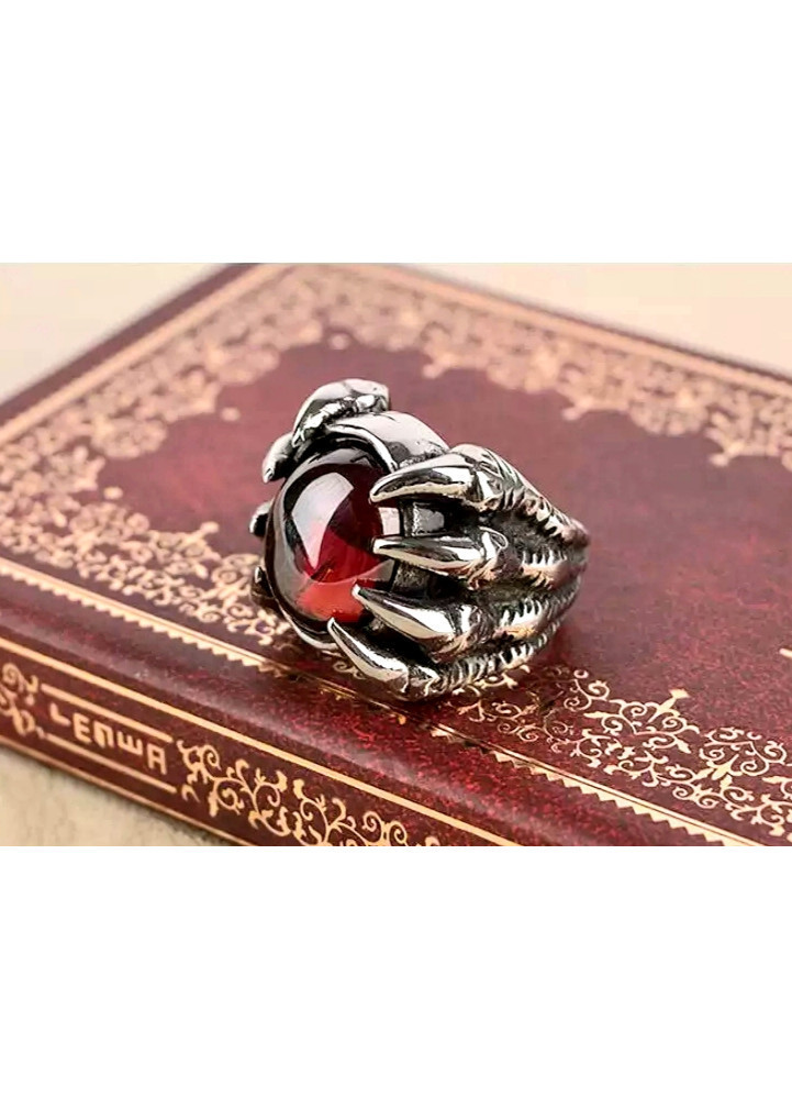 Nhẫn Nam Màu Bạc Đá Đỏ NN18
