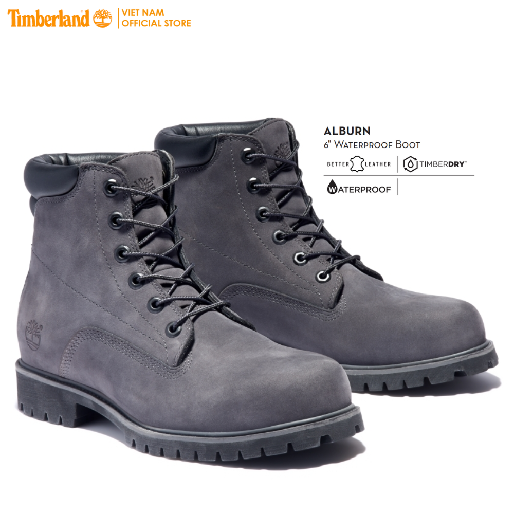 Timberland Giày Boot Nam Cổ Cao 6 inch Basic Alburn Boot WP Dark Grey Nubuck TB0A1OIZ2M