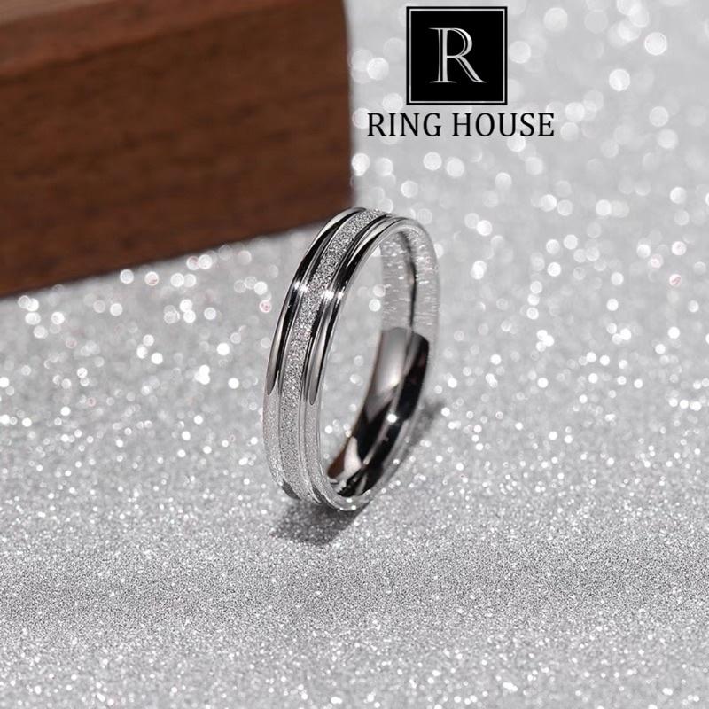 Nhẫn titan nữ nam nhẫn cặp đôi nhám sáng ngang 4mm đẹp Ring Hous