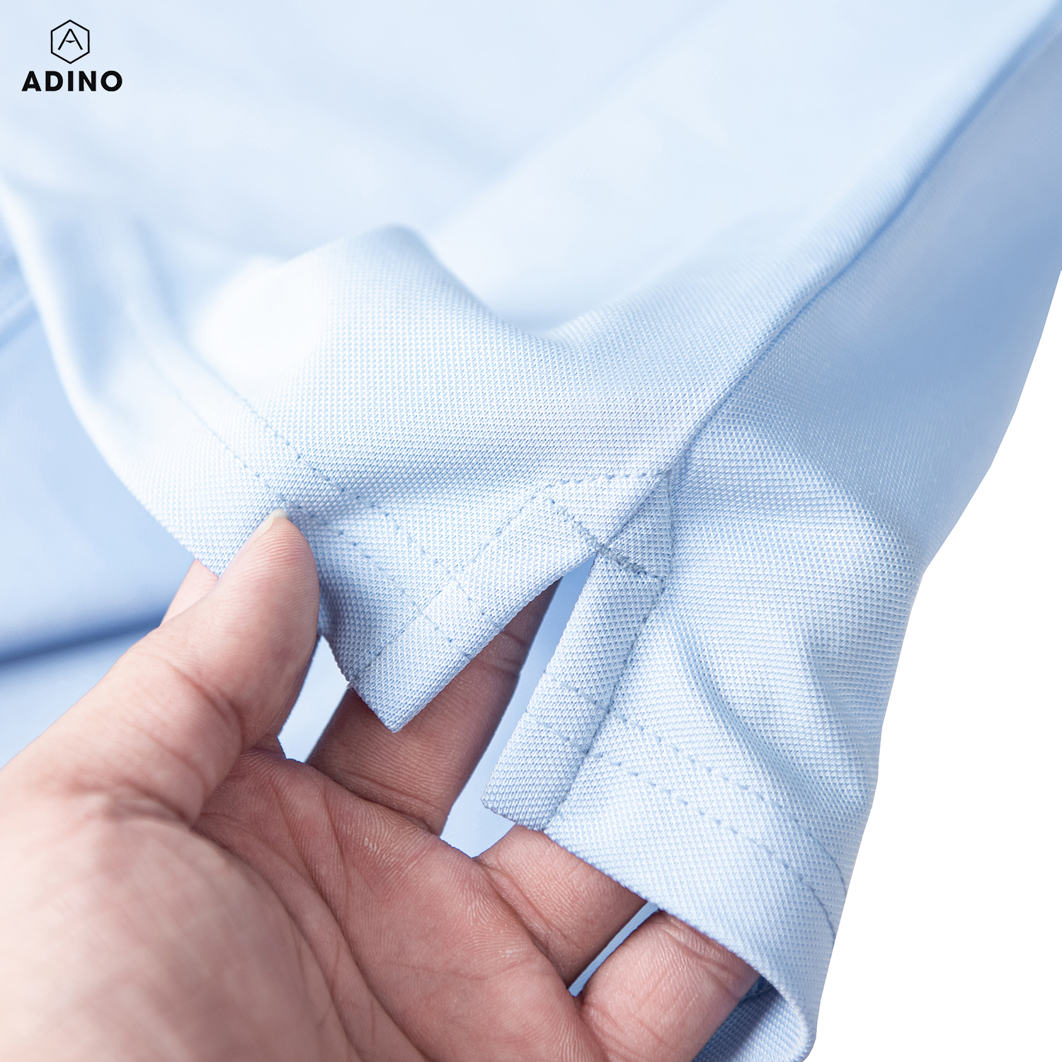 Áo thun nữ có cổ màu xanh biển phối viền ADINO vải polyester cotton không bai xù dáng công sở slimfit hơi ôm trẻ trung APN04