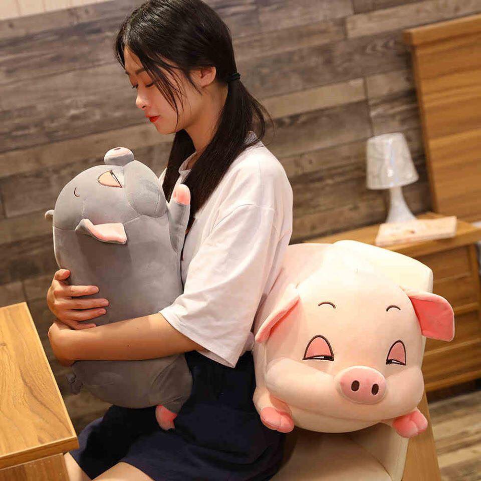 Gấu bông Heo Heo mắt híp 50cm - Lợn bông ngủ cute êm ái, mềm mại