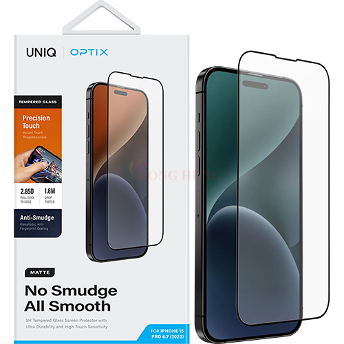 Dán màn hình Full viền chống bụi tĩnh điện Uniq Optix Matte dành cho iP 15 Pro Max UNIQ-IP6.7P(2023) - Hàng chính hãng