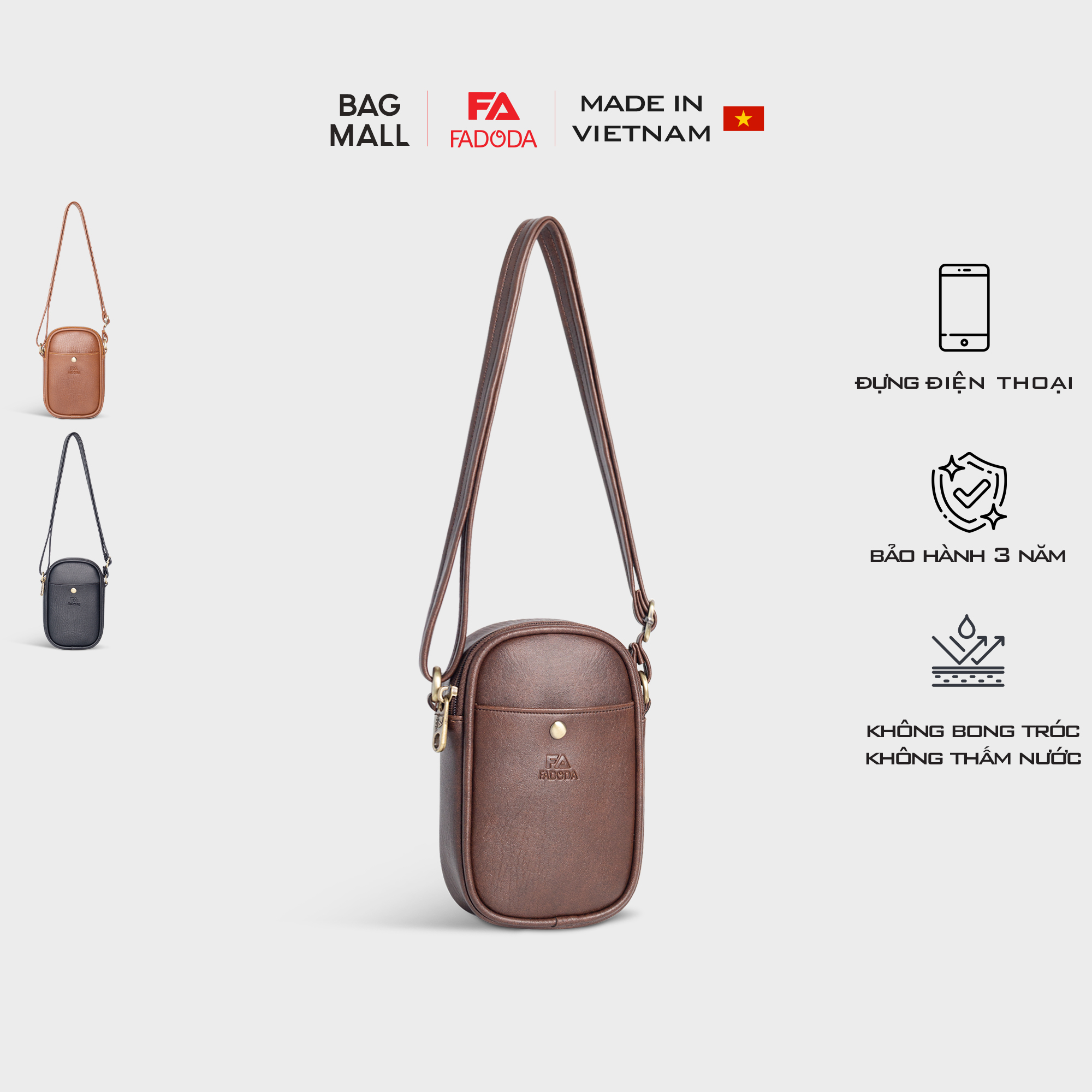 Túi đeo chéo da nữ mini đựng điện thoại Fadoda FN36