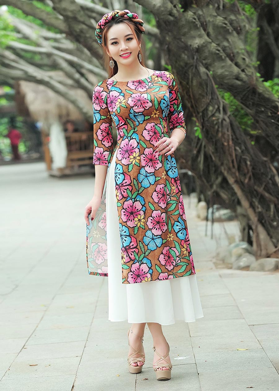 Áo Dài Nữ Gấm Lụa BAD006