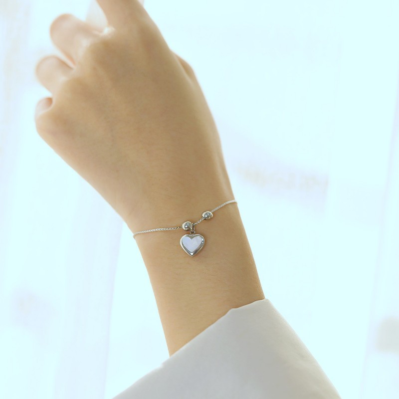 Lắc Tay Dây Rút Trái Tim Titan Ko Đen TT 3433