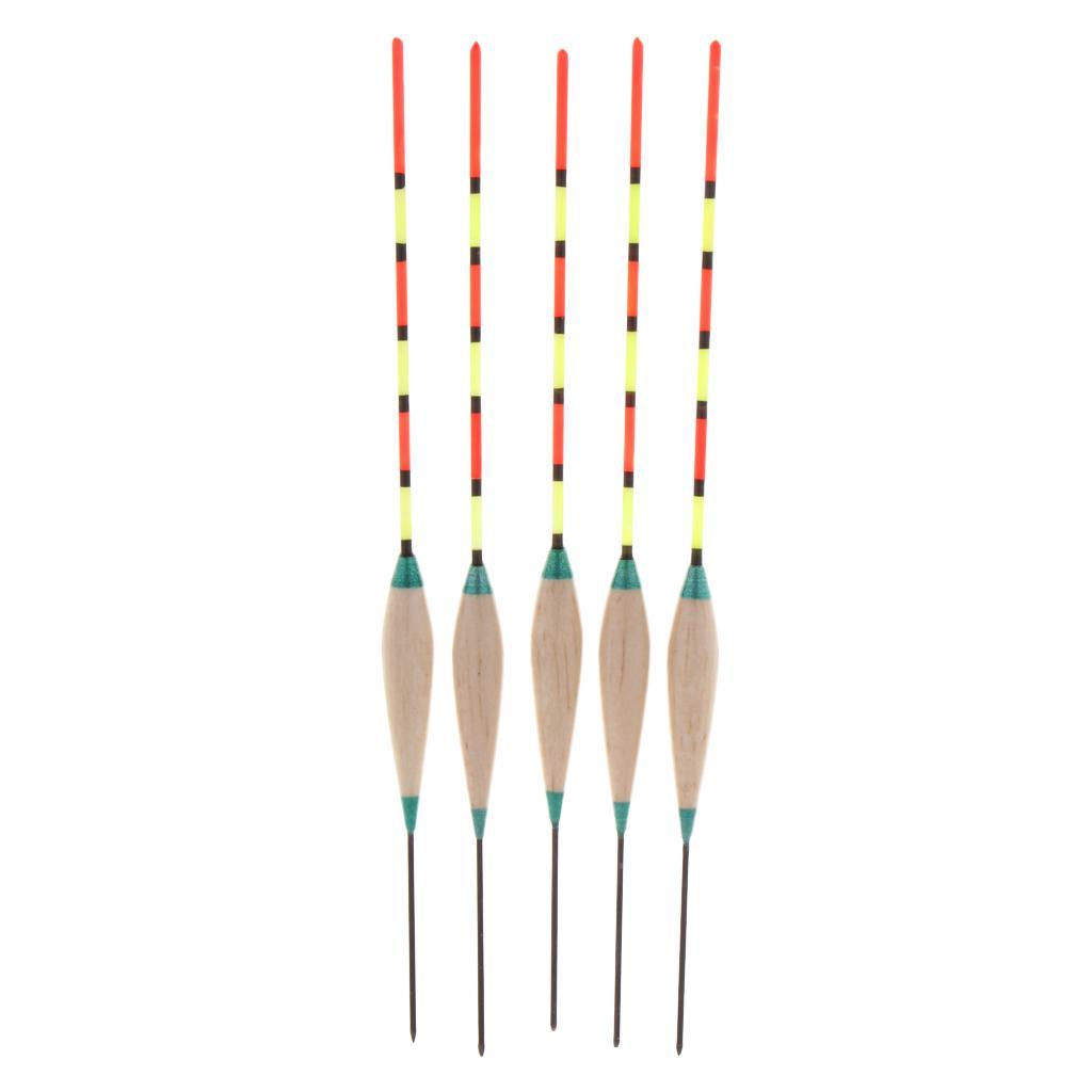 5pcs Rock Fishing Buoy Wooden Fishing Floats Slip Bobber