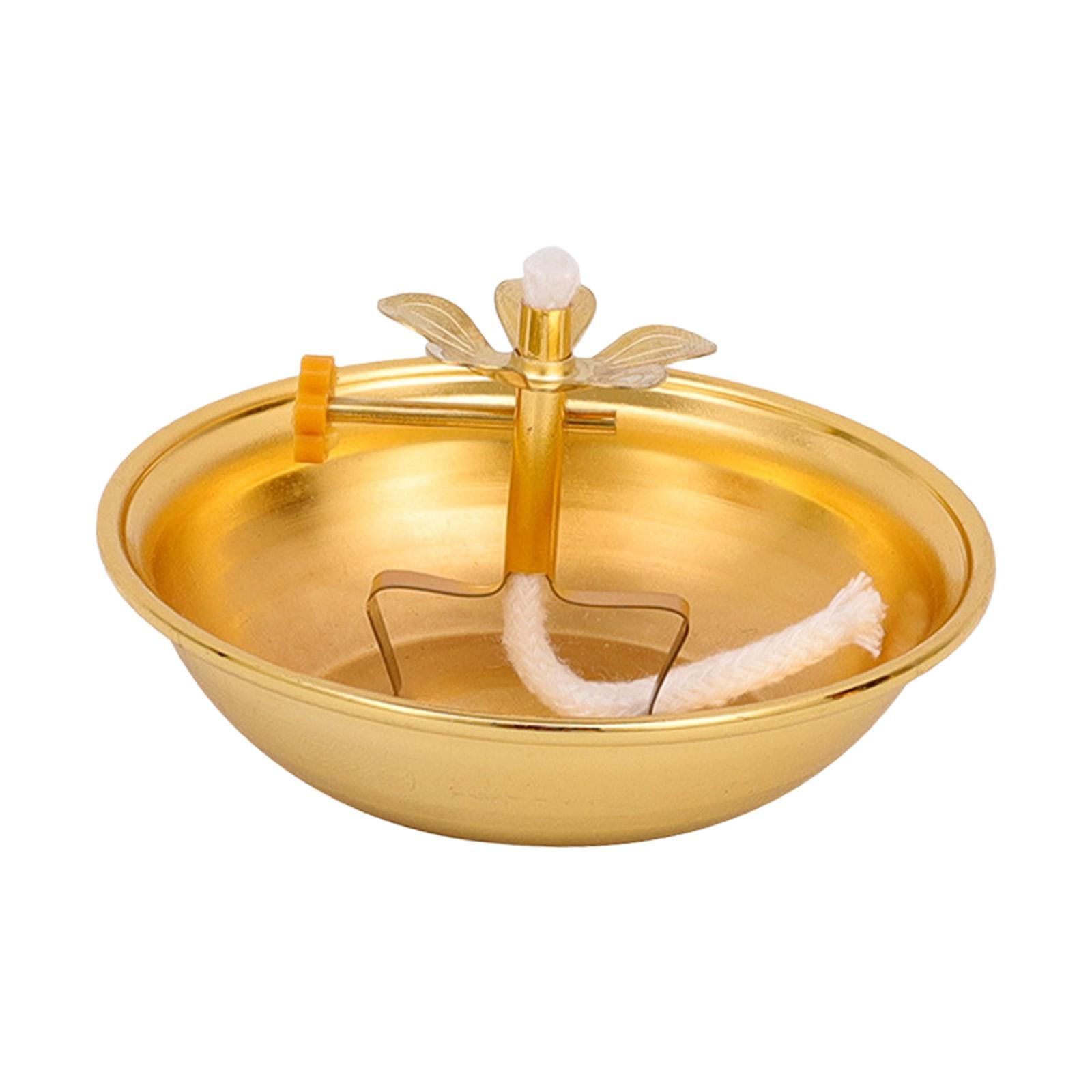 Ghee Lamp Holder Alloy Meditation Tea Light Holder for Desktop Bedroom Decor