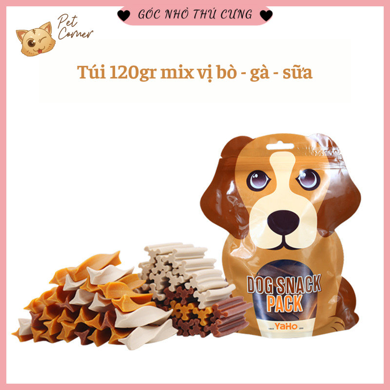 Bánh thưởng làm sạch răng, xương gặm thơm miệng cho chó Dog Snack Pack Yaho (Túi 120gr)