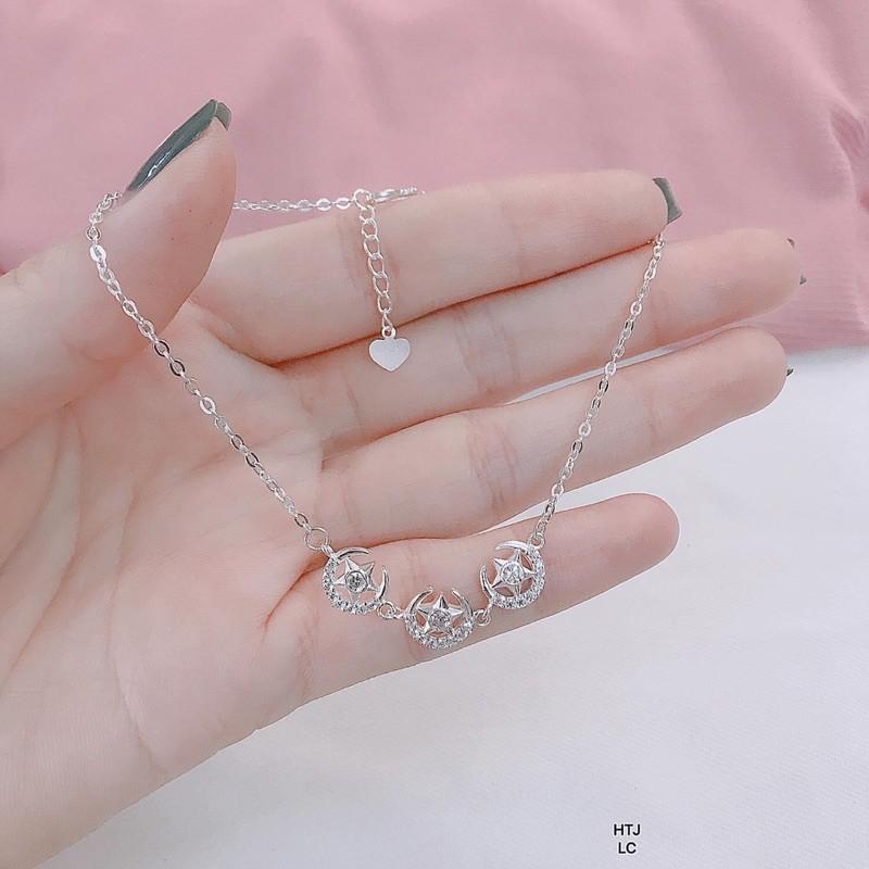 Lắc chân bạc- thiết kế 3 hình trăng sao xinh xắn
