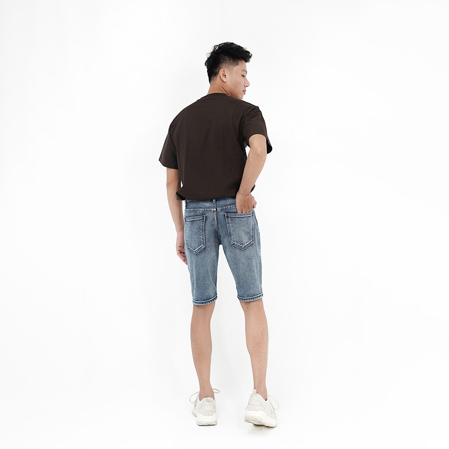 Quần Short Jeans Nam Cao Cấp HUNTER X-RAYS Form Slimfit Cotton màu Xanh Rách S42