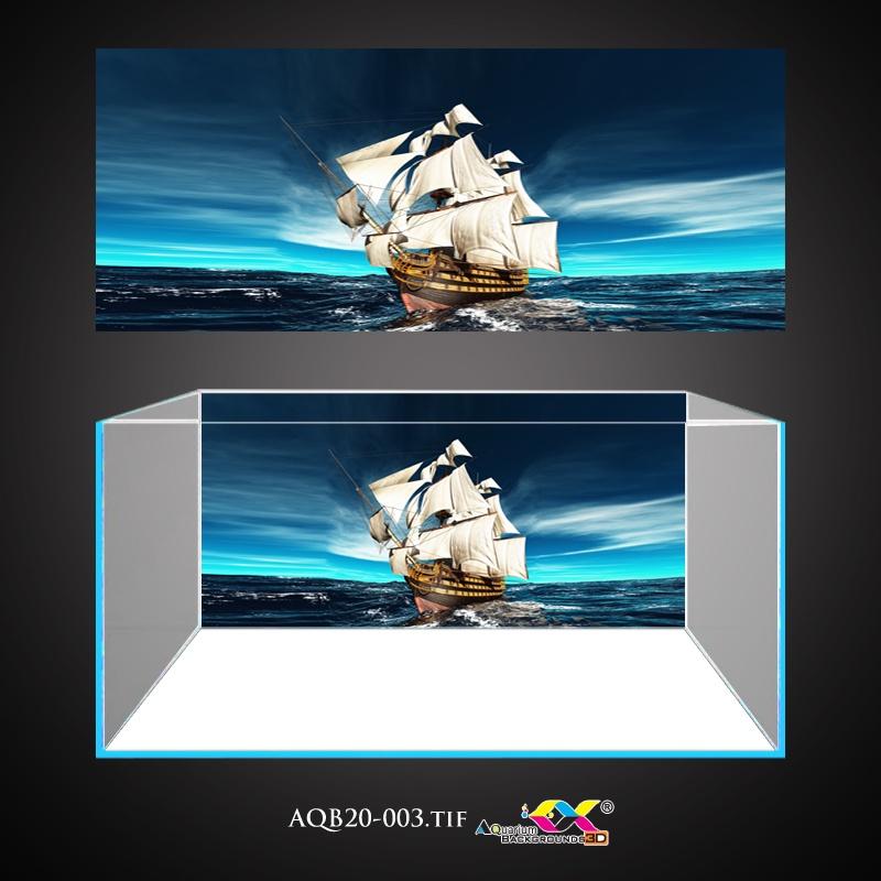 Tranh 3D Koifish, Tranh Dán Bể Cá, Chiếc Thuyền Ngoài Khơi, AQB20-003