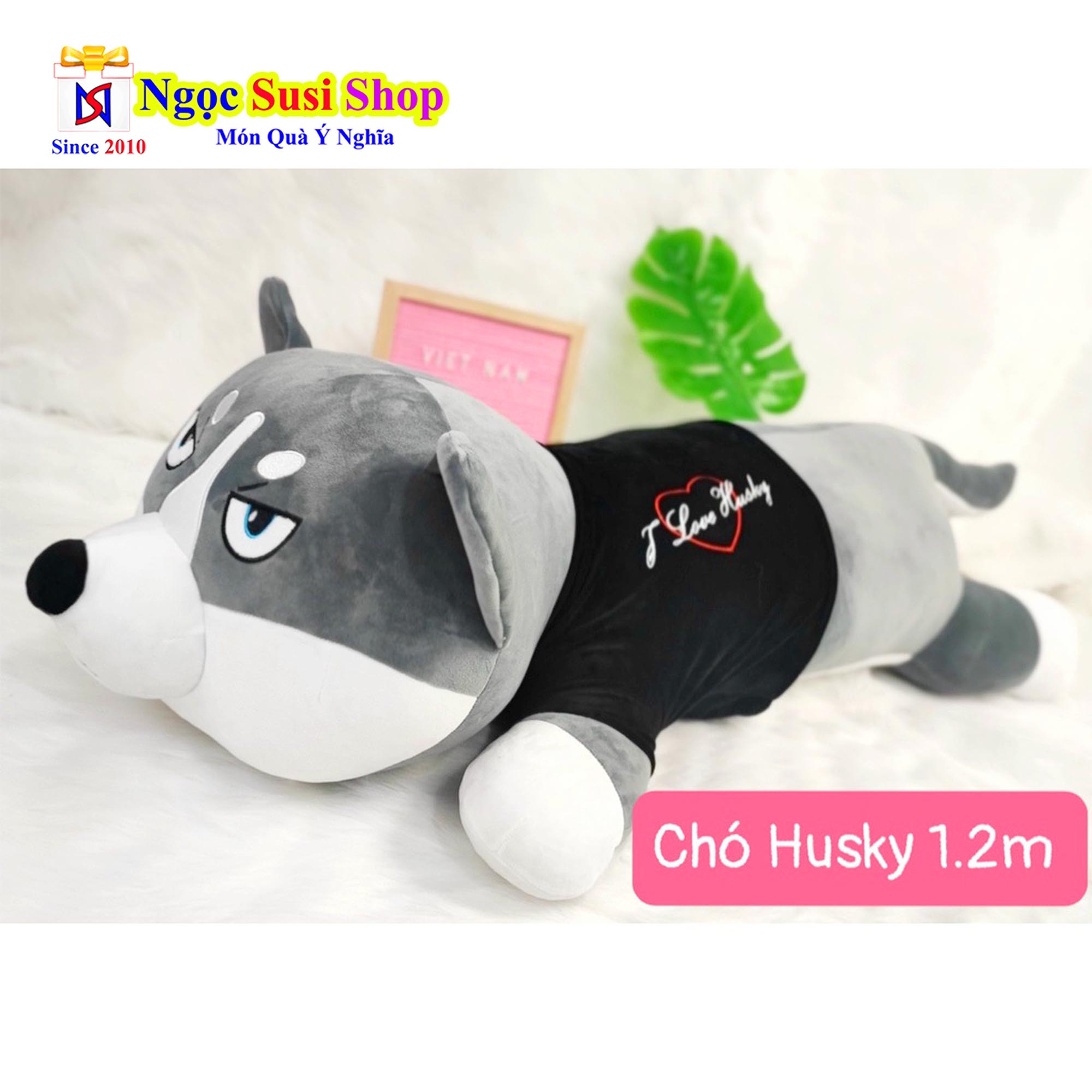 GẤU BÔNG CHÓ HUSKY ÁO NẰM KHỔNG LỒ ÔM NGỦ