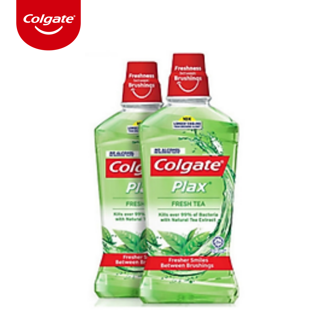 Bộ đôi Nước súc miệng Colgate diệt 99% vi khuẩn Plax trà xanh 500ml/chai