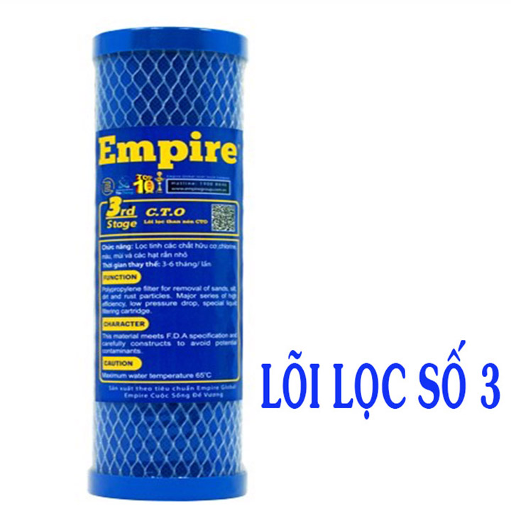 BỘ 3 LÕI LỌC NƯỚC 1-2-3 EMPIRE DÙNG CHO TẤT CẢ CÁC DÒNG MÁY- HÀNG CHÍNH HÃNG