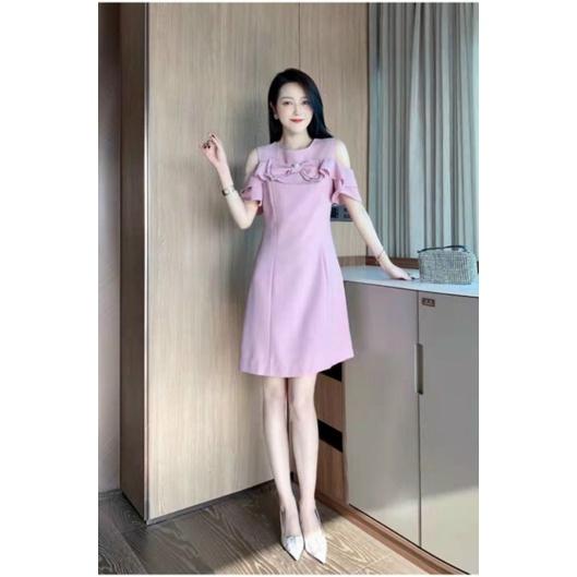 HÀNG NHẬP - ĐẦM SUÔNG LỤA TAY RỚT VAI ĐÍNH NƠ NGỰC