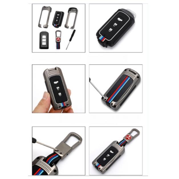 Ốp bảo vệ chìa khóa mitsubishi, bọc chìa khóa mitsubishi outlander, xpander, attrage, triton, pajero chất liệu kim loại