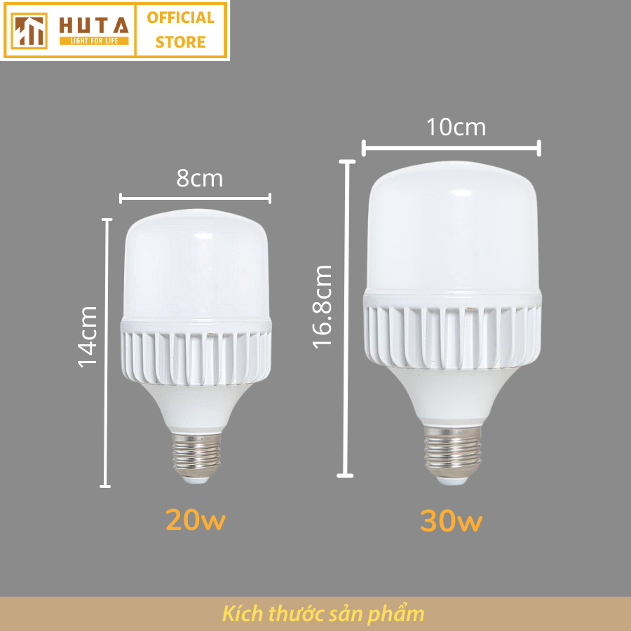 Bóng Đèn Led Trụ HUTA Đuôi E27, Tiết Kiệm Điện, Chống Nước, Ánh Sáng Trắng/Vàng, Công Suất 20w/30w, Chiếu Sáng Ngoài Trời, Sân Vườn