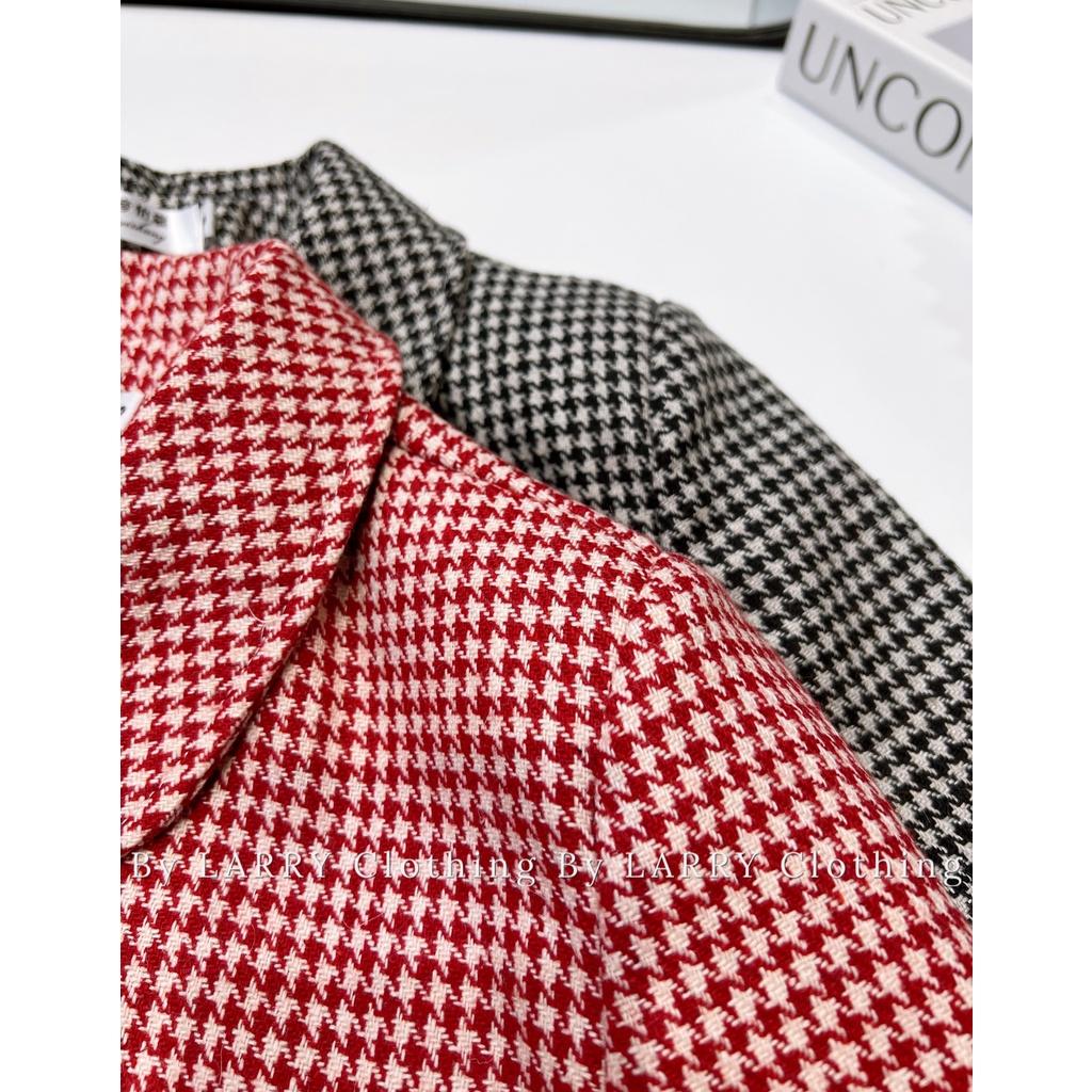 Set S376 Áo Khoác Dạ Tweed Đính Cúc Ngọc Chân Váy Ngắn Xếp Ly Larry Clothing