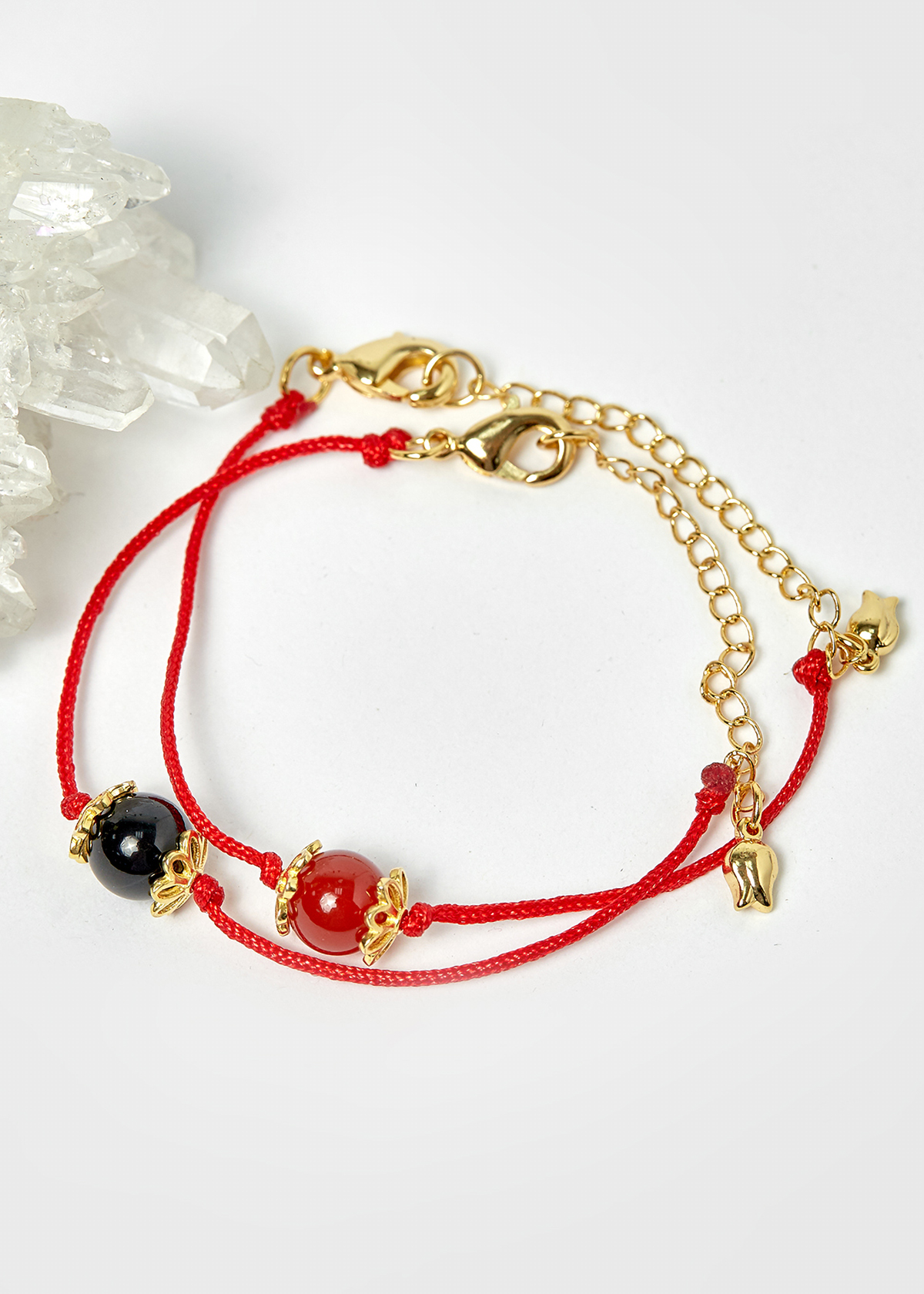 Combo lắc bạc mạ vàng và lắc dây đỏ - Ngọc Quý Gemstones
