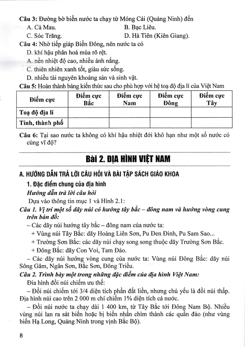 Hướng Dẫn Trả Lời Câu Hỏi Và Bài Tập Địa Lí Lớp 8 (Bám Sát SGK Kết Nối Tri Thức Với Cuộc Sống) _HA