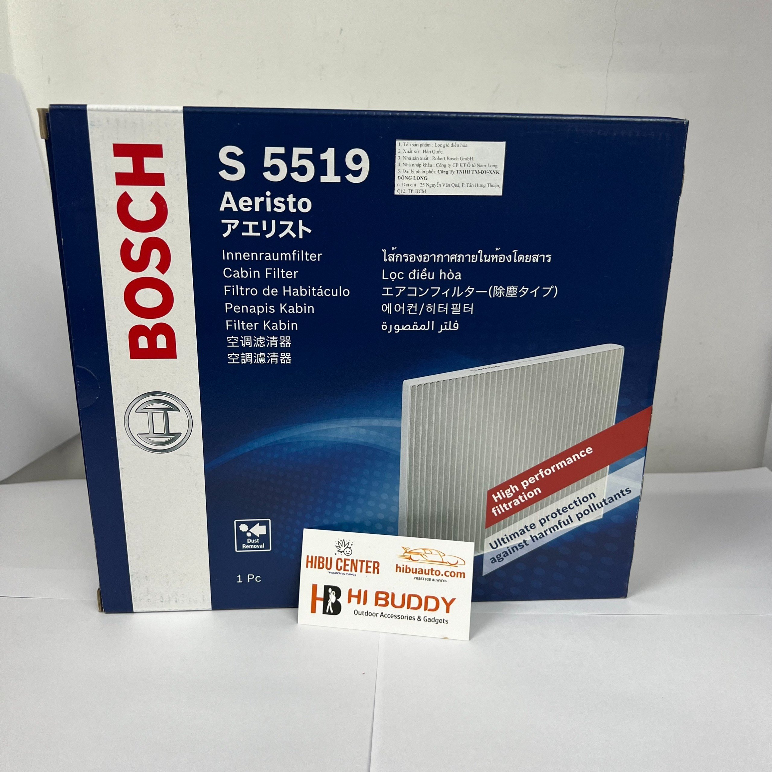 Lọc Gió Điều Hòa Tiêu Chuẩn BOSCH Aeristo S5519 Dành Cho Xe Chervolet Aveo ( 11 - ), Colorado ( 14-17 ), Cruze ( 09- )