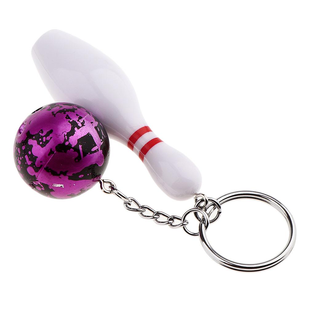 Mini Bowling Pin and Ball keychain key Ring 3D Keyfob Fashion Gift