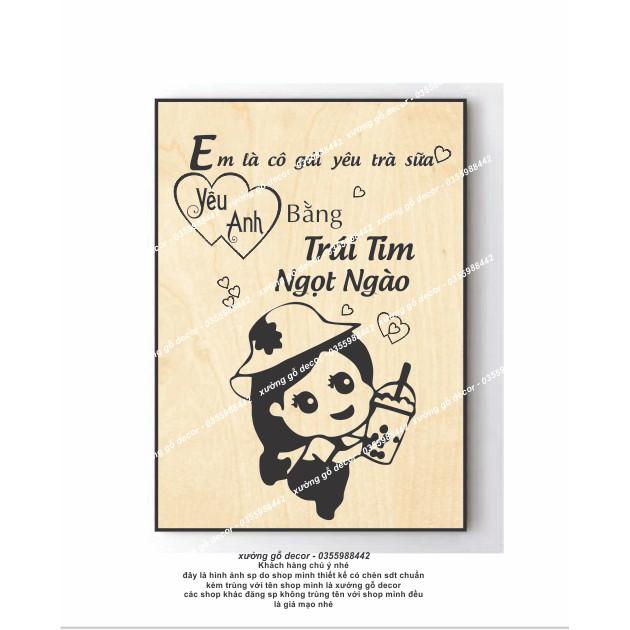 Tranh Trang Trí Quán Trà Sữa, Coffee Bằng Gỗ