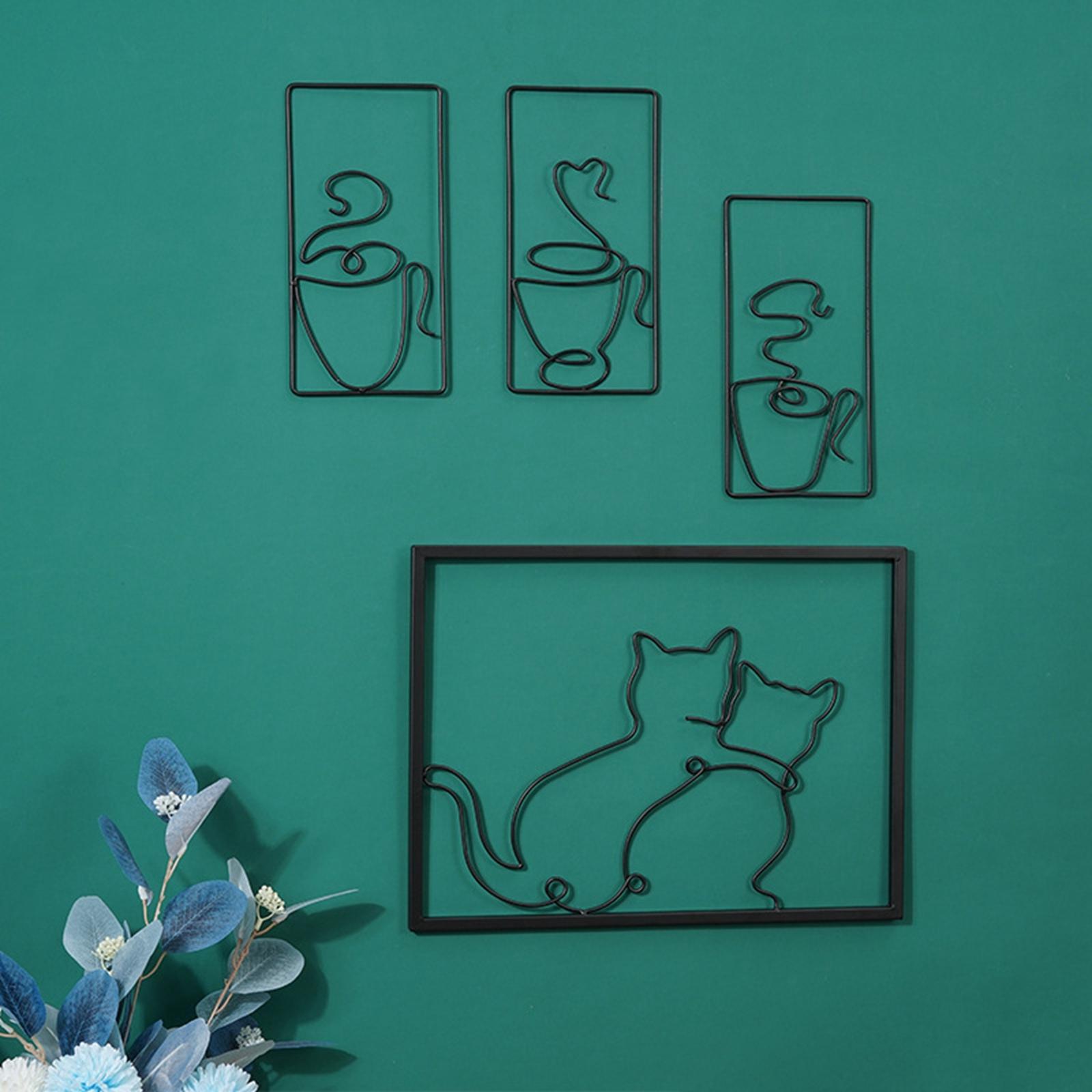 Metal Wall Art Decors Wall Sculptures Painting Line Drawing Wall Hanging Silhouette for Living Room Outdoor Office Bathroom Decoration