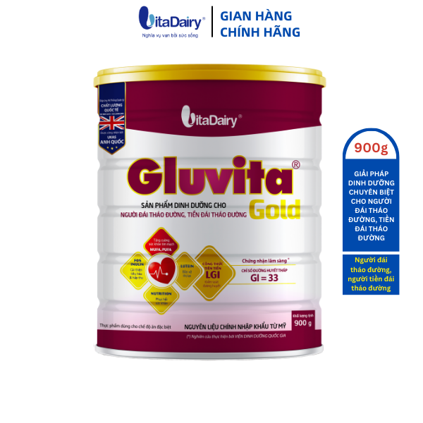 Hình ảnh Sữa bột Gluvita Gold 900g giúp kiểm soát đường huyết, tăng cường sức khỏe tim mạch, bảo vệ thị lực - VitaDairy