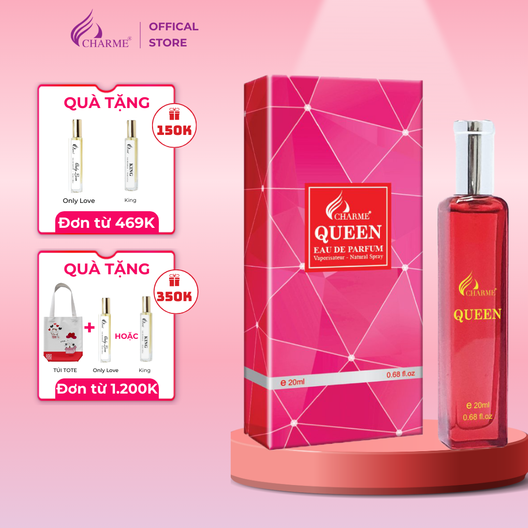 Nước hoa nữ sang trọng Charme Queen 20ml mùi hương nồng nhiệt tươi mát của hoa hồng và mật ong lưu hương lâu