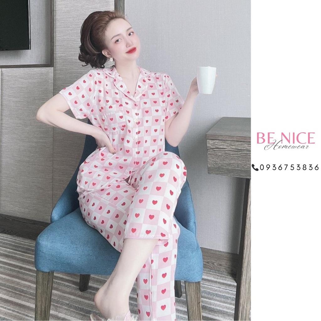 Bộ pijama mặc nhà Be Nice Homewear quần dài tay ngắn chất mango siêu đẹp