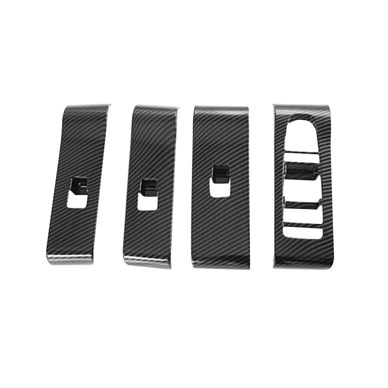 Window Switch Button Covers Sticker Carbon Fiber Color Interior Accessories Easy to Install ,PC, Professional, Durable for Car Door Window