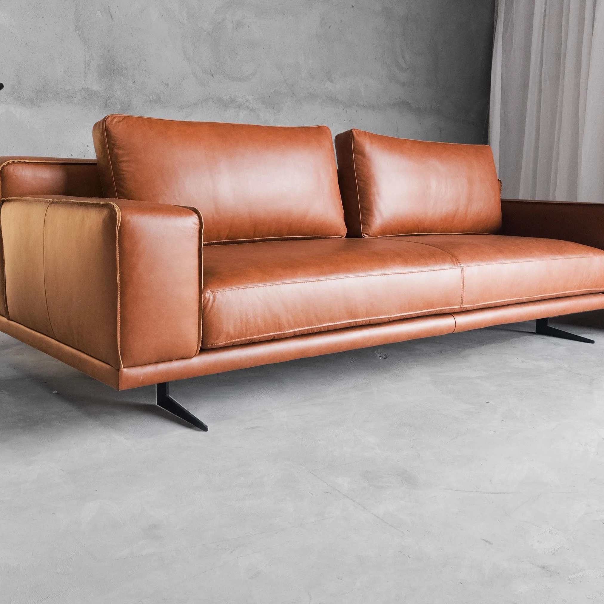 Sofa băng SQUAR phòng khách Tundo bọc da cao cấp