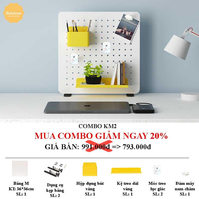 BẢNG PEGBOARD SƠN TĨNH ĐIỆN CAO CẤP KẸP BÀN - DỌN DẸP GÓC LÀM VIỆC VÀ DECOR KHÔNG GIAN SỐNG - Combo KM2