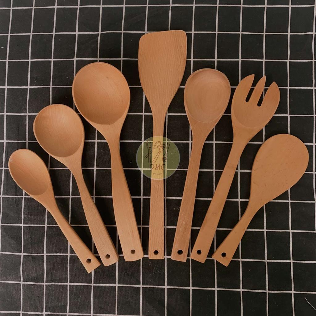 Thìa, Muôi, Vá, Sạn gỗ beech ,Đũa xào nấu gỗ Trắc, dụng cụ nấu ăn đa dụng , đẹp mắt