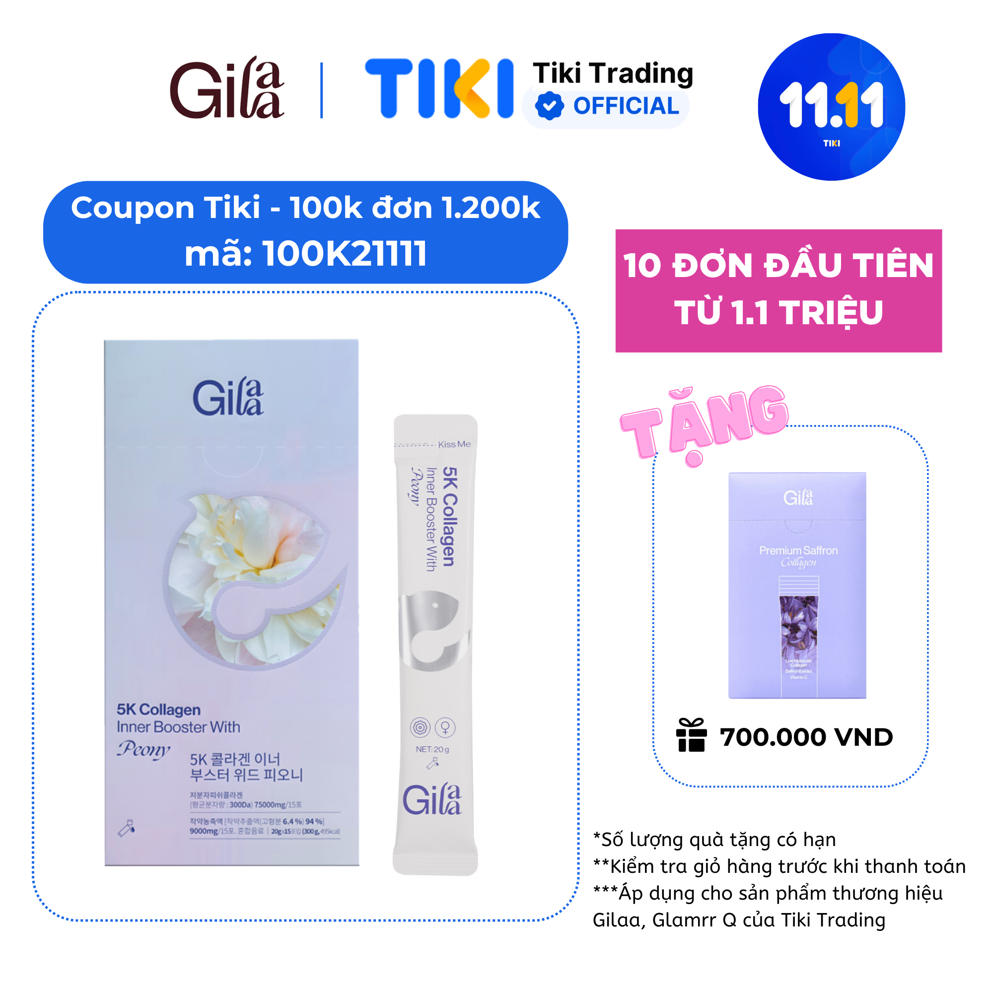 NƯỚC UỐNG COLLAGEN GILAA SIÊU PHÂN TỬ 300DA GILAA KẾT HỢP PEONY TRẺ HÓA CÂN BẰNG NỘI TIẾT