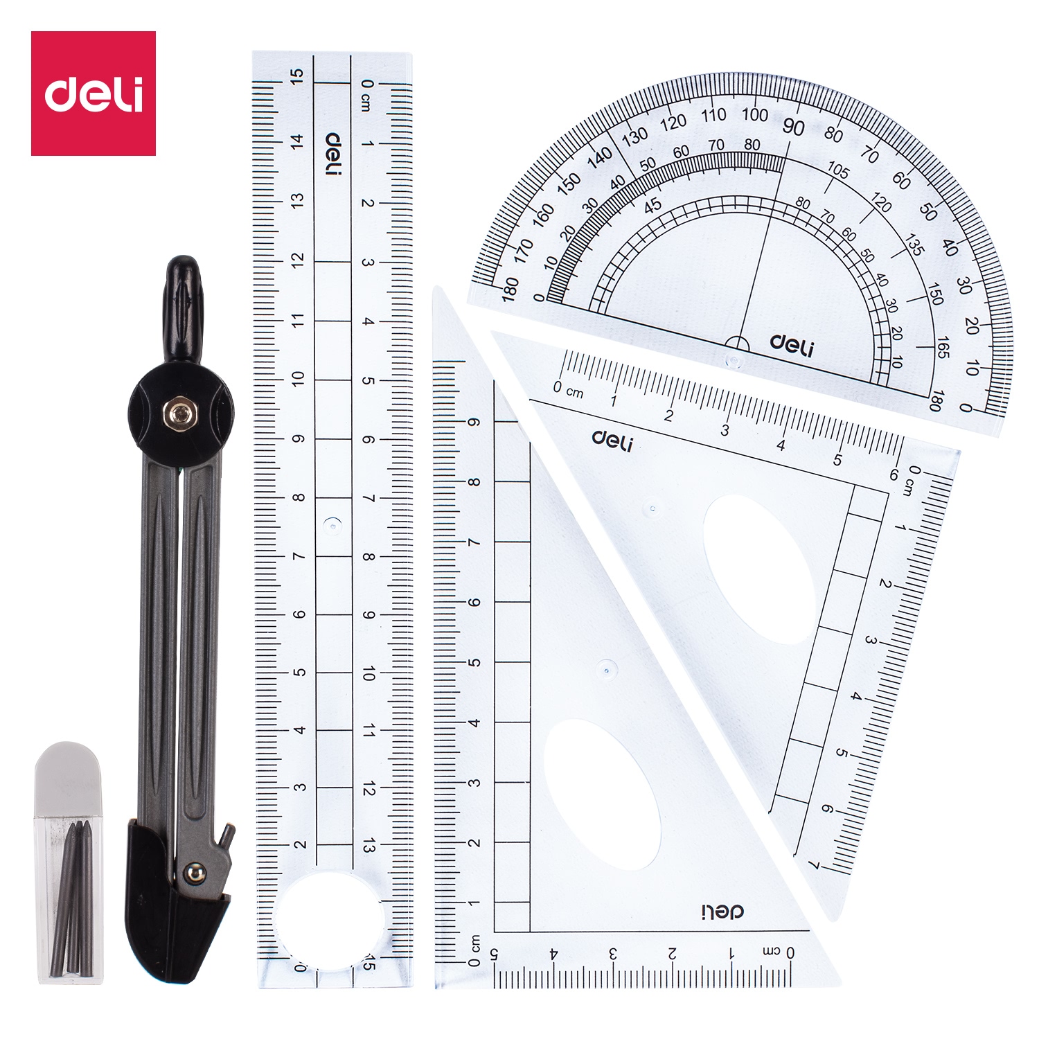 Bộ Compa Deli, Xanh Da Trời, Gồm 6 Dụng Cụbộ - E9609