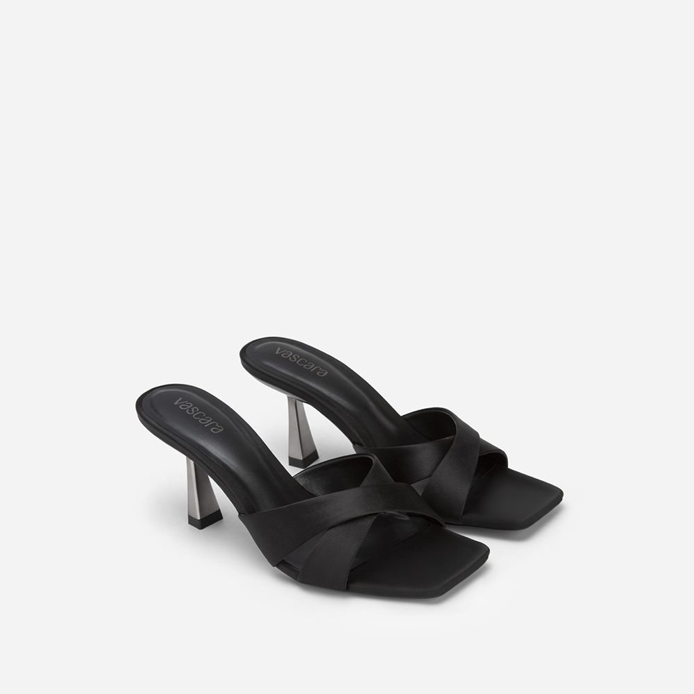 Vascara Guốc Satin Quai Đan Chéo Spool Heel - GNN 0181