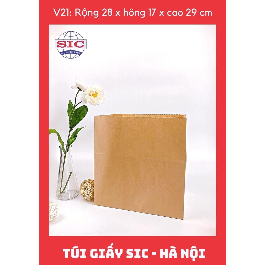 100 CHIẾC TÚI GIẤY KRAFT: V21: 28x17x29cm KHÔNG QUAI ĐỰNG ĐỒ ĂN, BÁNH, TRANG SỨC, CHÈ, CAFE