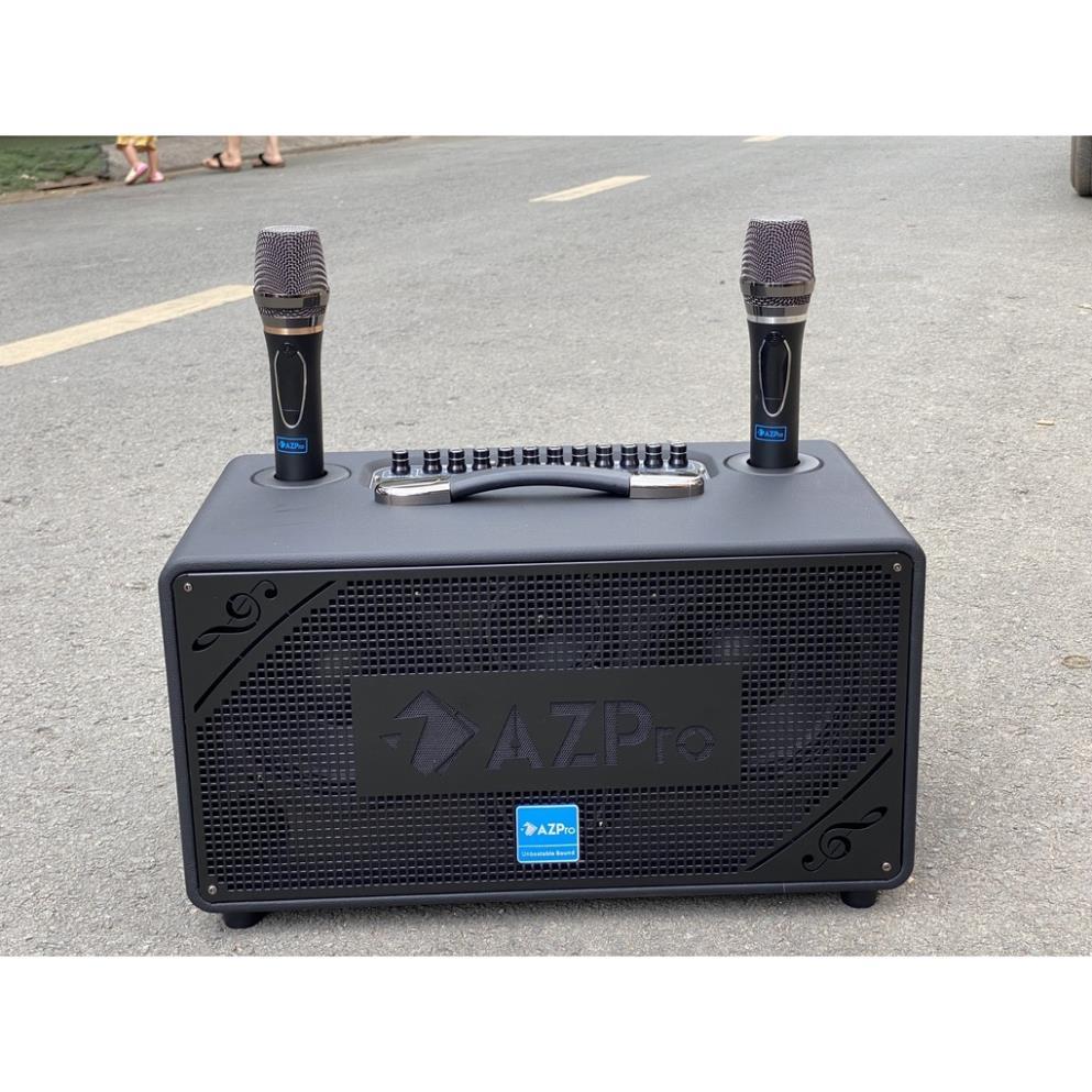 Loa Kéo karaoke AZPRO AZ- 326 Bass Đôi Chất Lượng Cao - kèm 2 Micro không dây kim loại