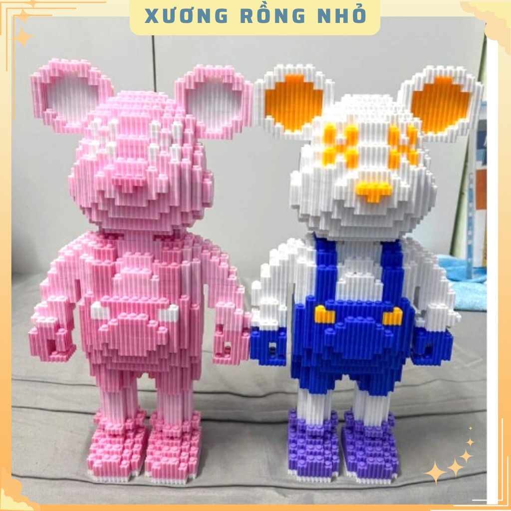 Đồ Chơi Lắp Ráp Gấu Đôi Bearbrick 35Cm Cho Bé Lắp Ghép Xương Rồng Nhỏ