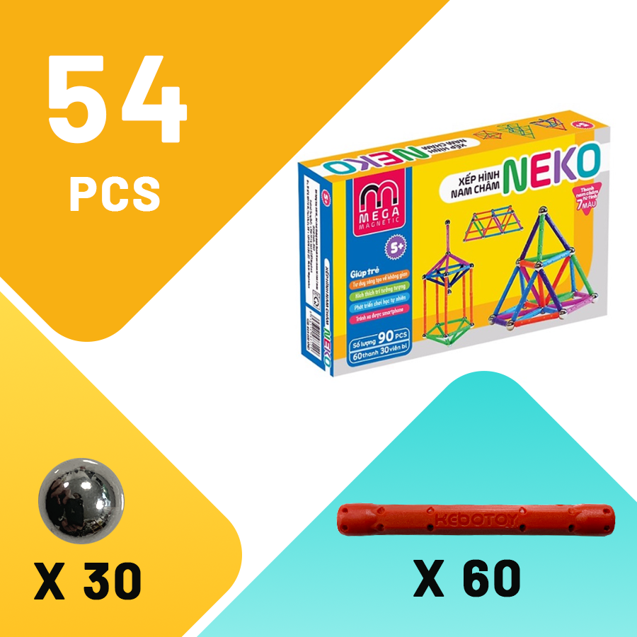 6030L - Bộ xếp hình nam châm thông minh 7 màu Neko - Thanh dài