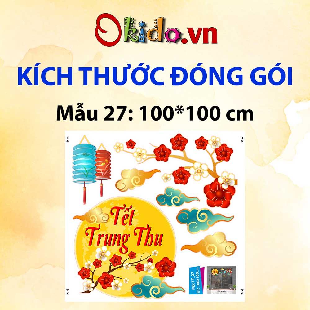 DECAL TRANG TRÍ TẾT TRUNG THU 2023 BÉ TRAI GÁI CHƠI LỒNG ĐÈN ĐÓN TRUNG THU